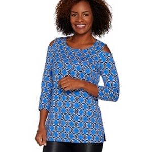 Susan Graver Top Cotton Modal Cold Shoulder Tunic